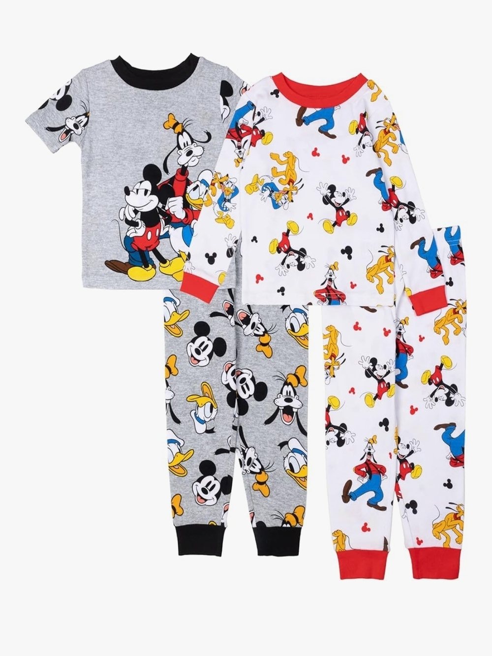 Disney Mickey & Friends Kids Pajama 2-Pack in Gray, White & Red